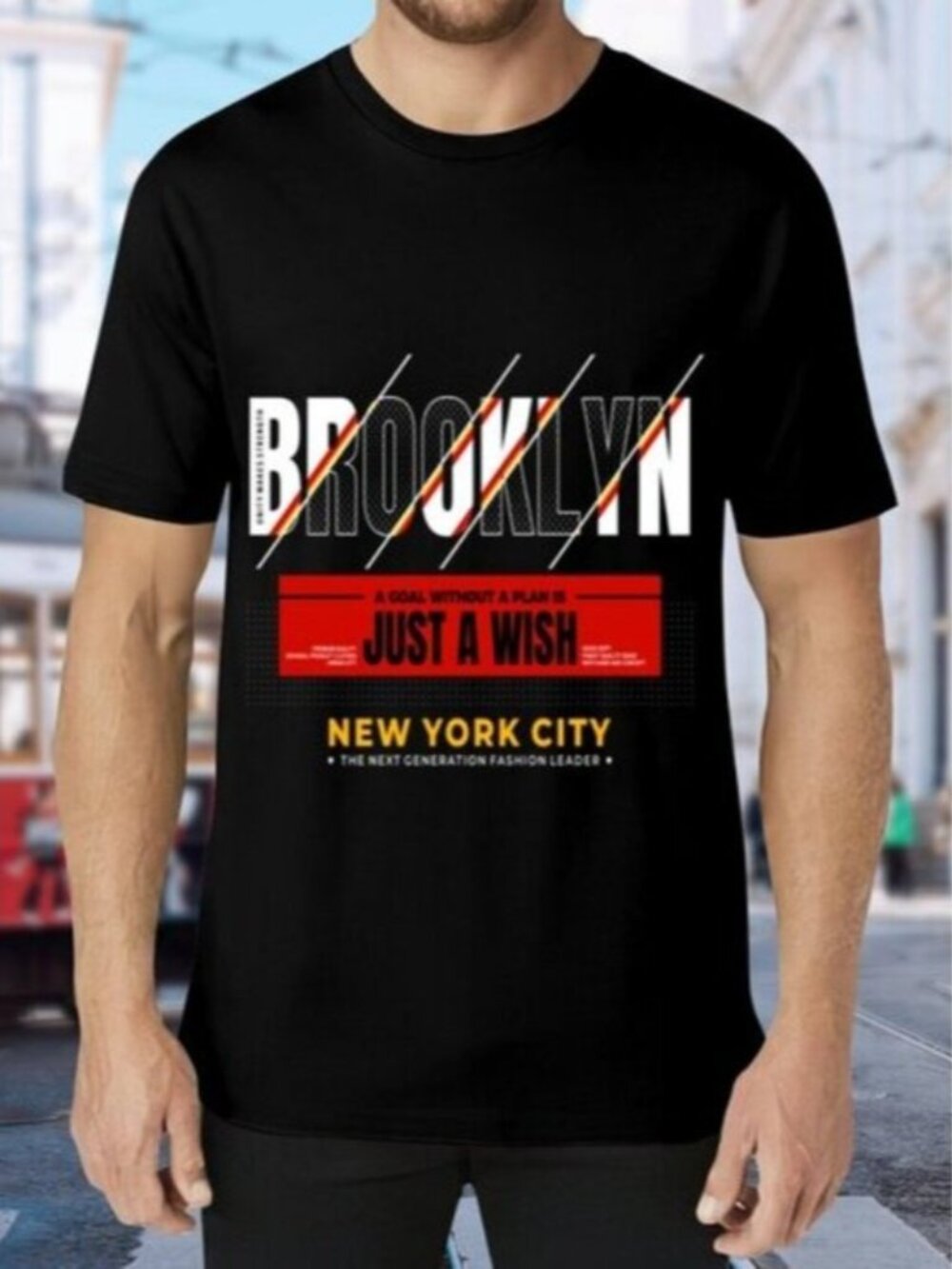Black Graphic T-Shirt with Brooklyn Print